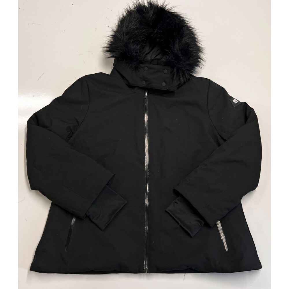 ASOS 4505 Ski Snow Jacket Womens Black Faux Fur Hood UK22 US18 EU50 Coat